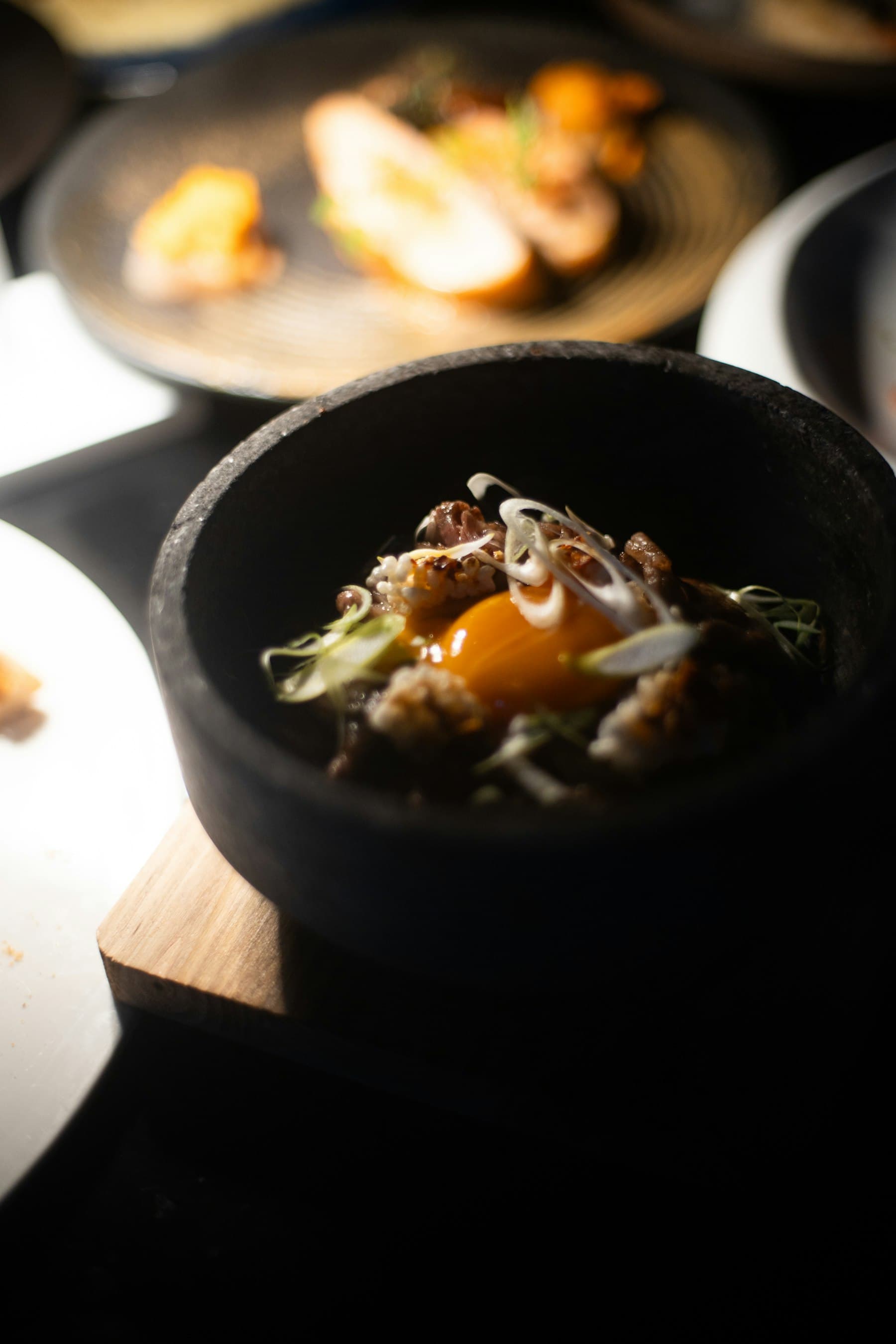 Maitake mushroom, egg yolk, dark rye crumb