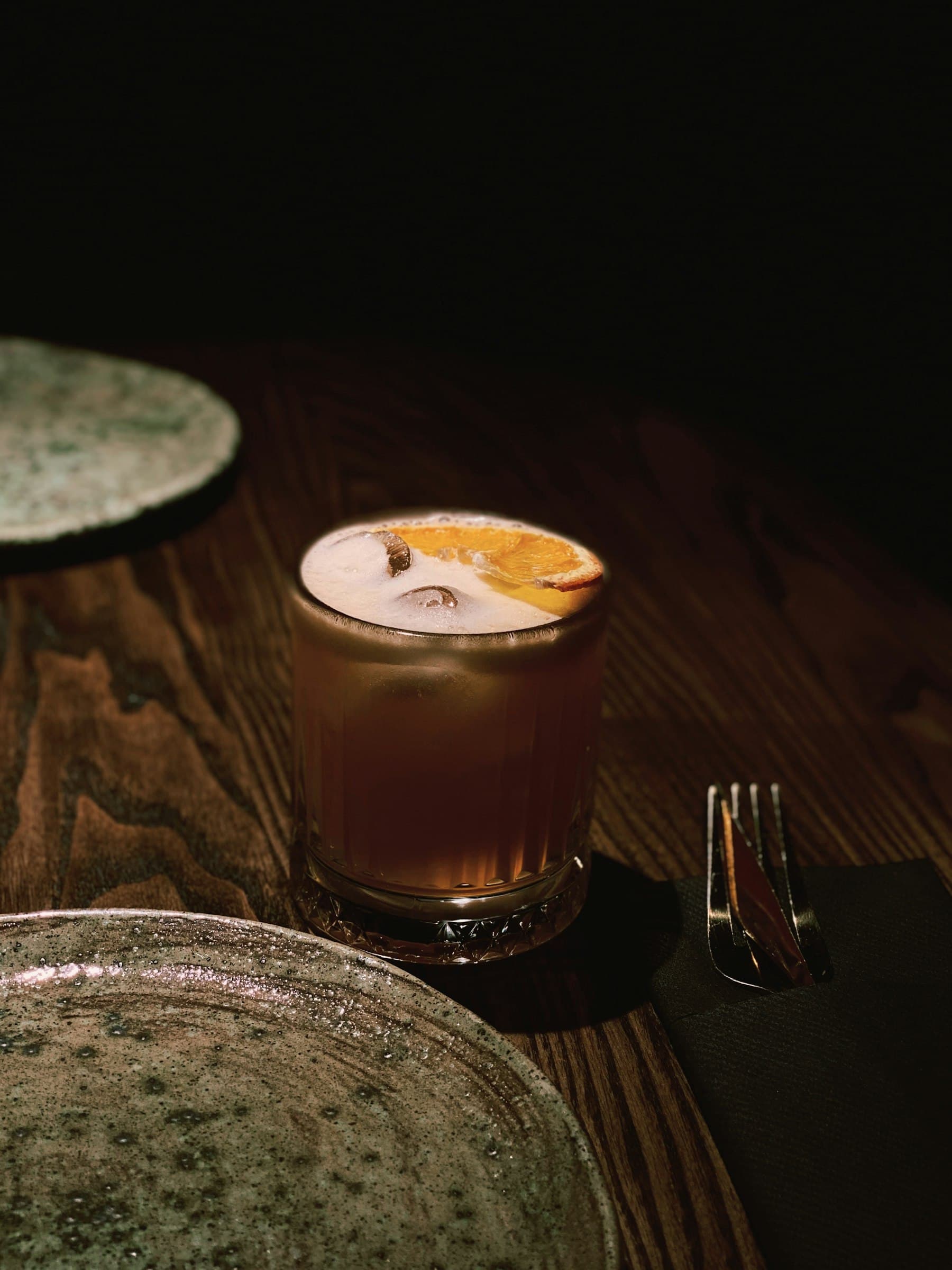 A cocktail at the bar, black and white